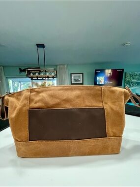 Canvas Travel Dopp Kit in Tan with Brown Accent